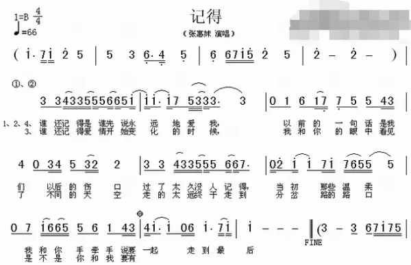 张惠妹《记得》的简谱(张惠妹的记得什么水平)